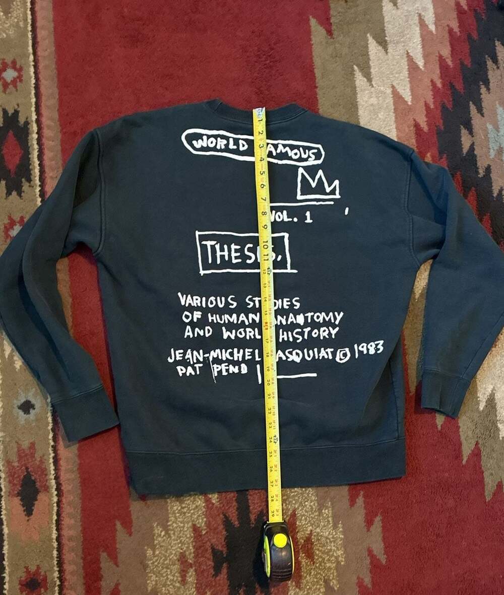 Converse x Jean-Michel Basquiat World Famous Fleece Crew Sweatshirt Black Size L - Picture 7 of 7